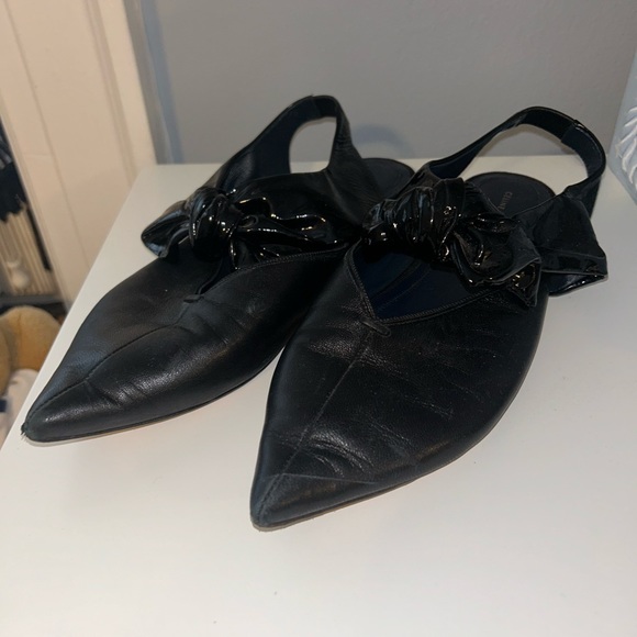 Celine, Paris, point toe ballet style flats w/ ankle bows - Picture 2 of 2